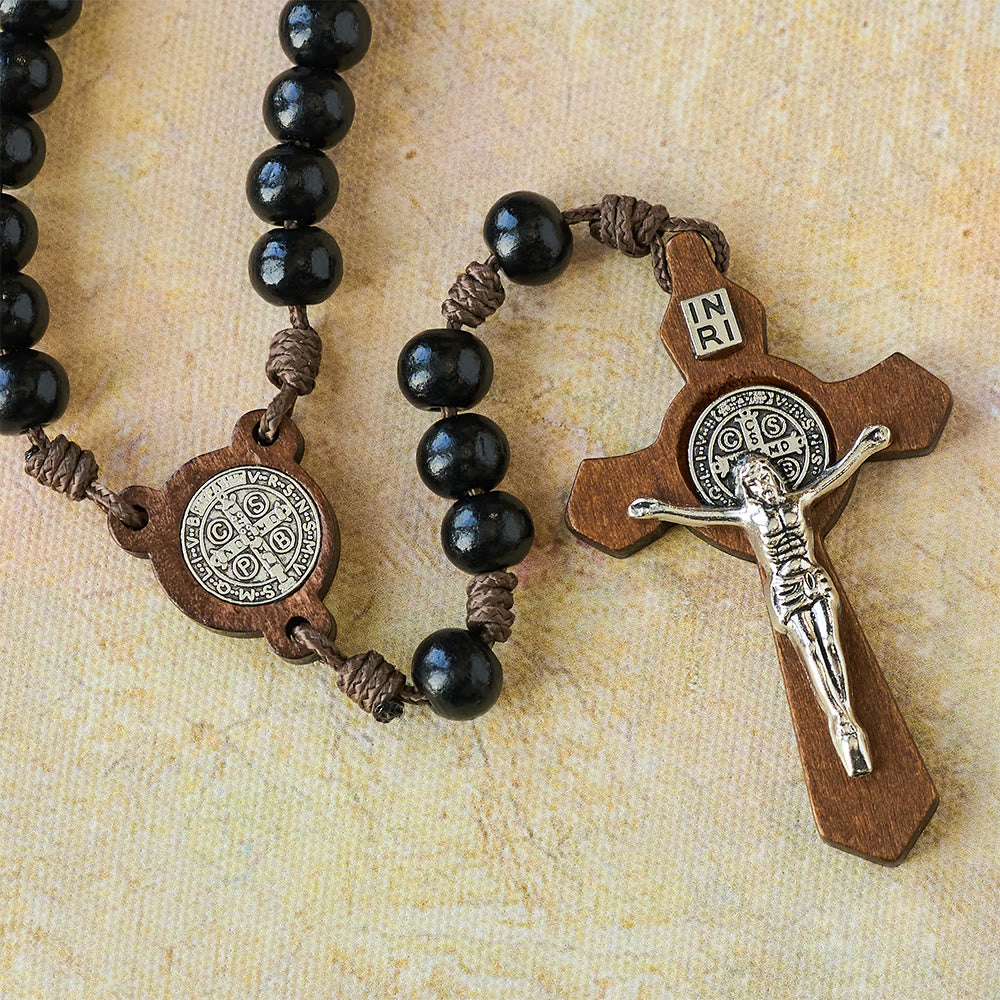 FREE Today: Vintage Black Wood Rosary with St. Benedict Protection - image 4
