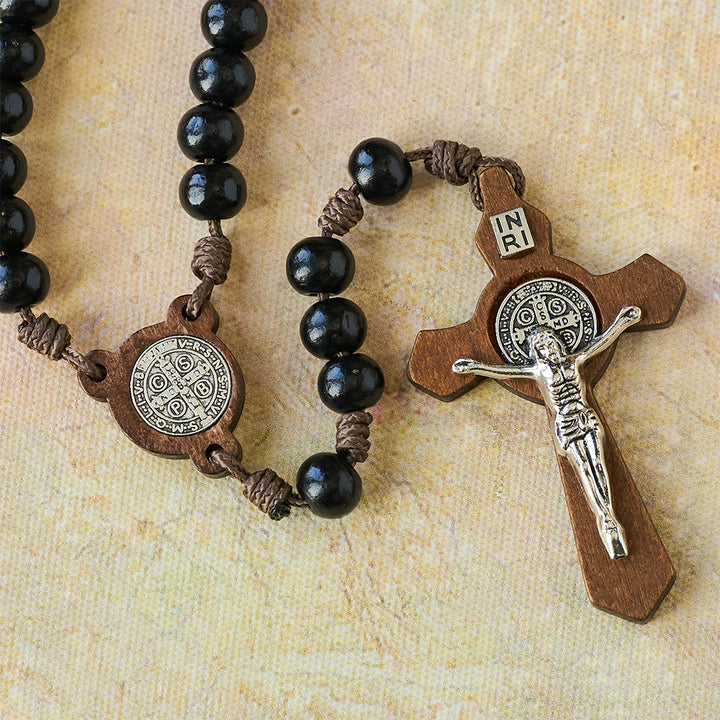 FREE Today: Vintage Black Wood Rosary with St. Benedict Protection - image 4