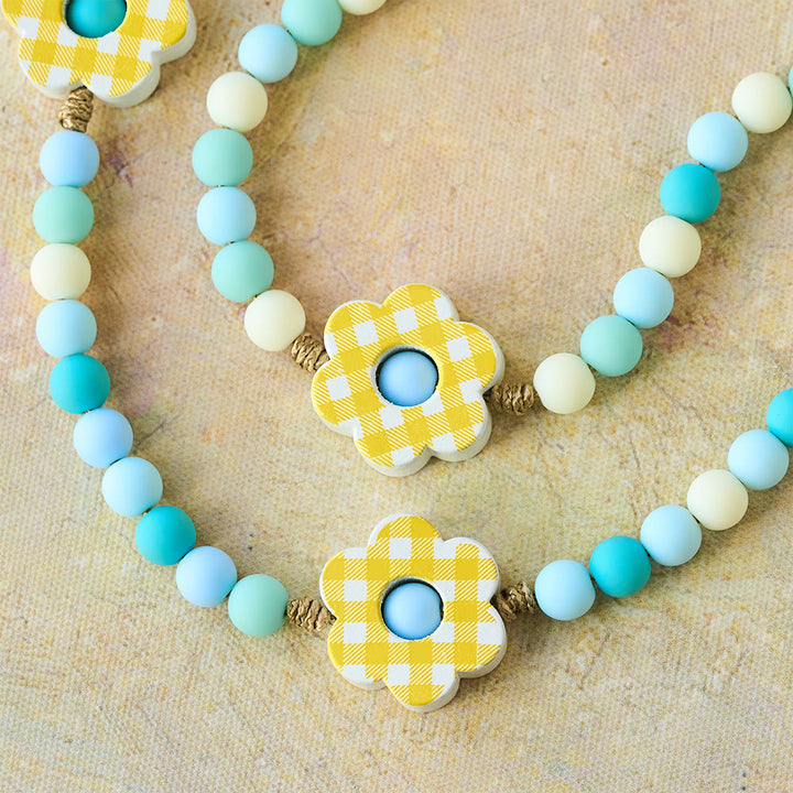 Christianartworkshop Pastel Gradient Easter Rosary with Plaid Flower & St. Benedict Medal - image 5