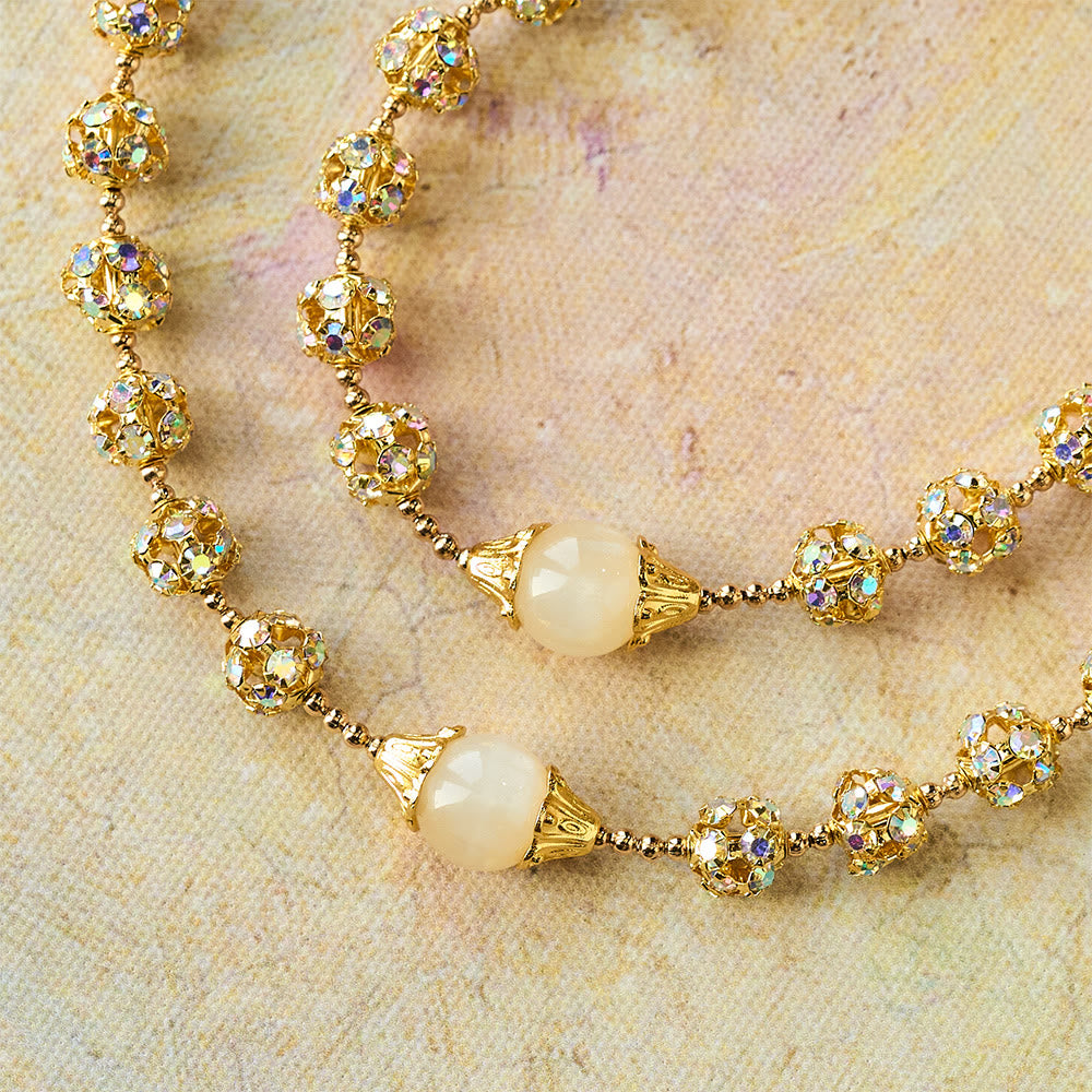 Christianartworkshop Sparkling Golden Beads Luxury Rosary with Our Lady of Grace - image 7