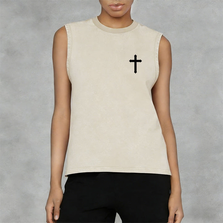Christianartworkshop Not By My Strength But His Faith Statement Unisex Washed Tank Top - image 11