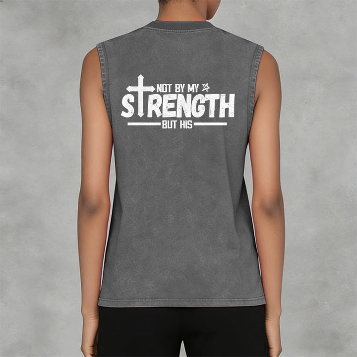 Christianartworkshop Not By My Strength But His Faith Statement Unisex Washed Tank Top - image 17