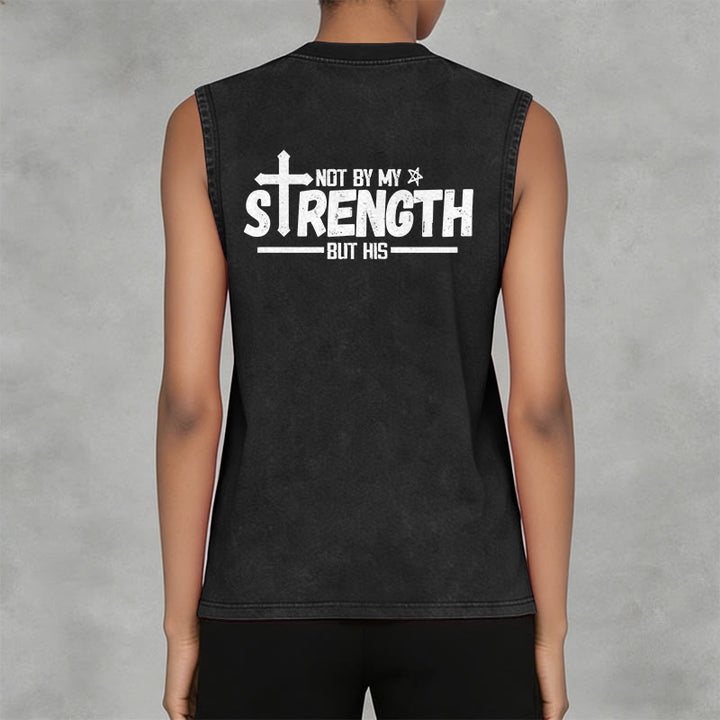 Christianartworkshop Not By My Strength But His Faith Statement Unisex Washed Tank Top - image 24