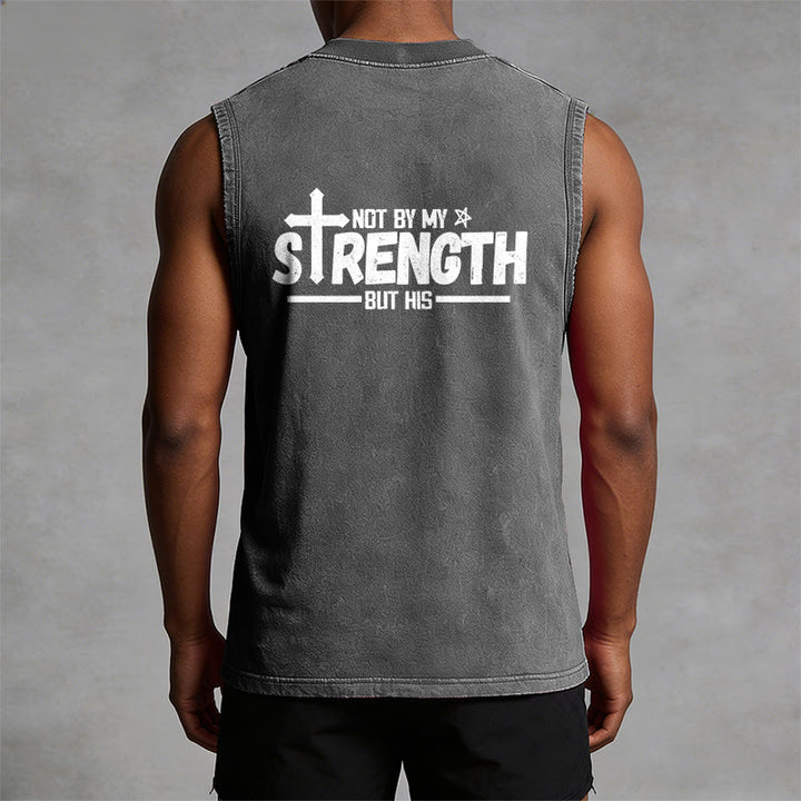 Christianartworkshop Not By My Strength But His Faith Statement Unisex Washed Tank Top - image 15