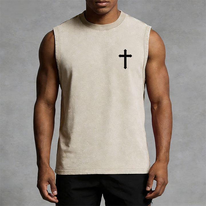 Christianartworkshop Not By My Strength But His Faith Statement Unisex Washed Tank Top - image 8