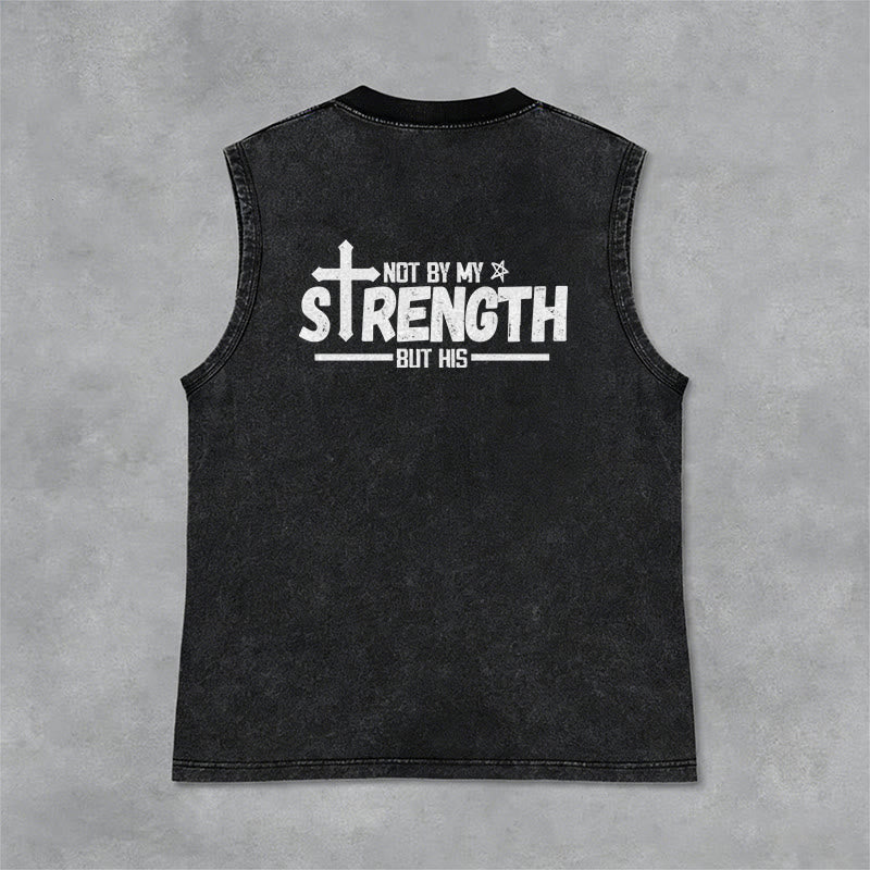 Christianartworkshop Not By My Strength But His Faith Statement Unisex Washed Tank Top - image 26