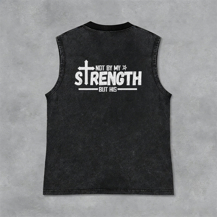 Christianartworkshop Not By My Strength But His Faith Statement Unisex Washed Tank Top - image 26