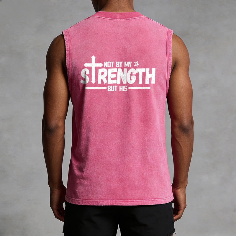 Christianartworkshop Not By My Strength But His Faith Statement Unisex Washed Tank Top - image 29