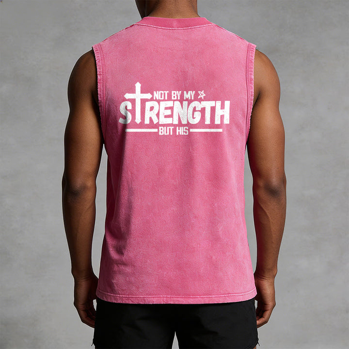 Christianartworkshop Not By My Strength But His Faith Statement Unisex Washed Tank Top - image 29