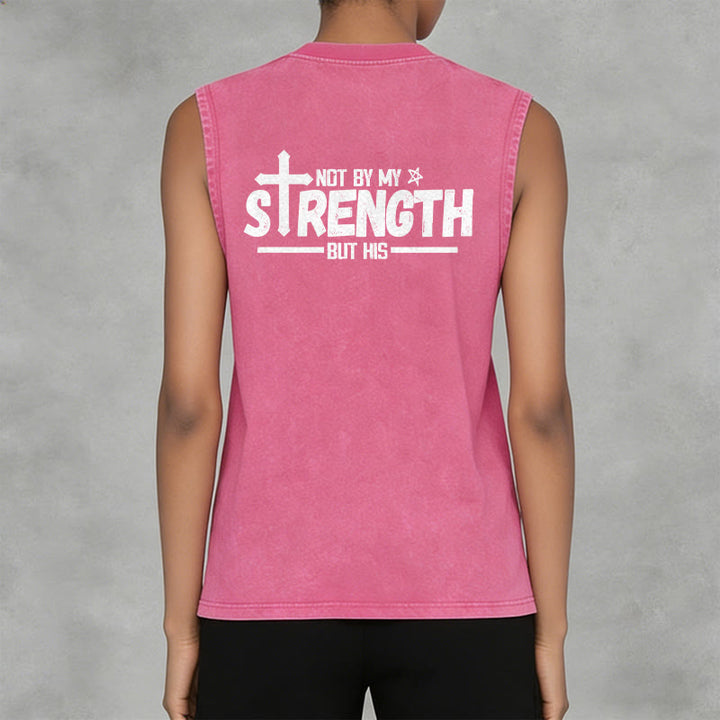 Christianartworkshop Not By My Strength But His Faith Statement Unisex Washed Tank Top - image 31