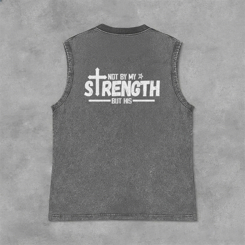 Christianartworkshop Not By My Strength But His Faith Statement Unisex Washed Tank Top - image 19