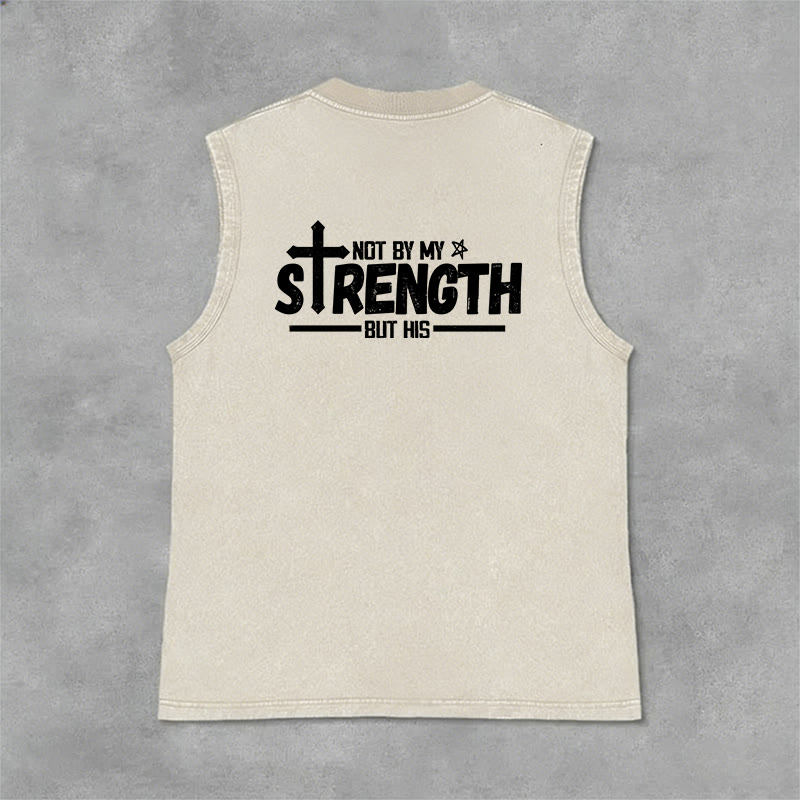 Christianartworkshop Not By My Strength But His Faith Statement Unisex Washed Tank Top - image 12