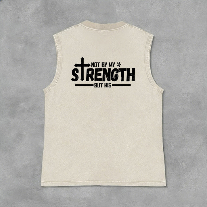 Christianartworkshop Not By My Strength But His Faith Statement Unisex Washed Tank Top - image 12