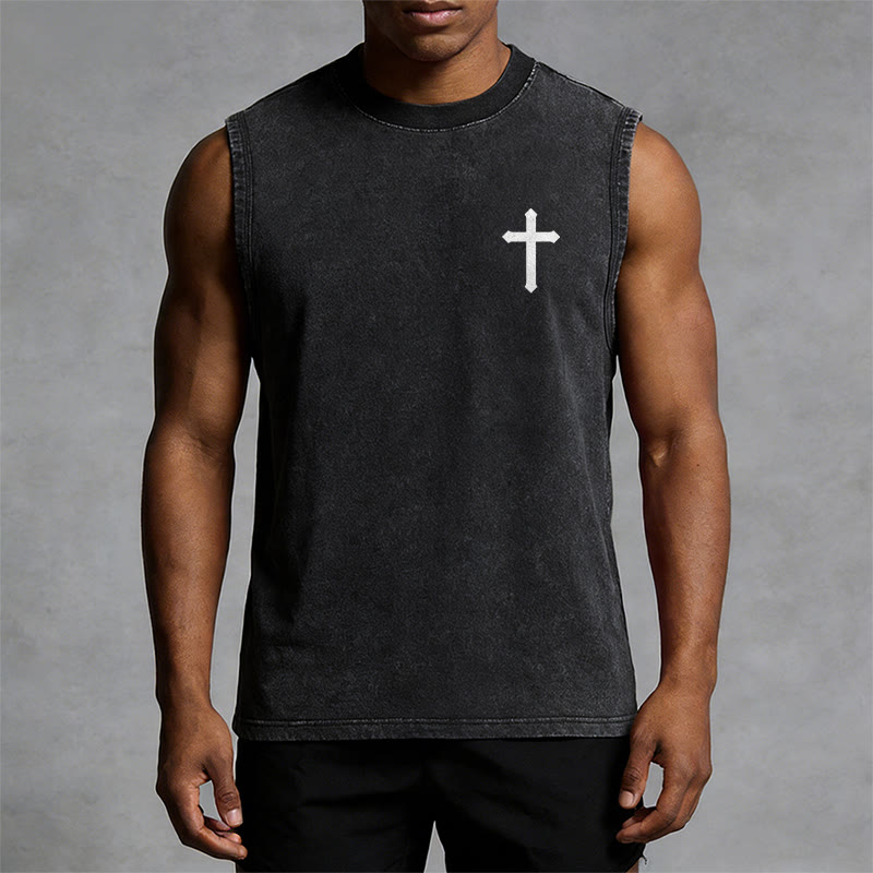 Christianartworkshop Not By My Strength But His Faith Statement Unisex Washed Tank Top - image 23