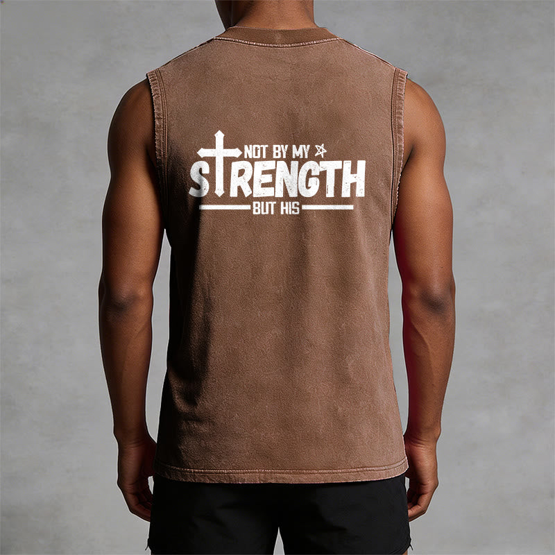 Christianartworkshop Not By My Strength But His Faith Statement Unisex Washed Tank Top - image 1