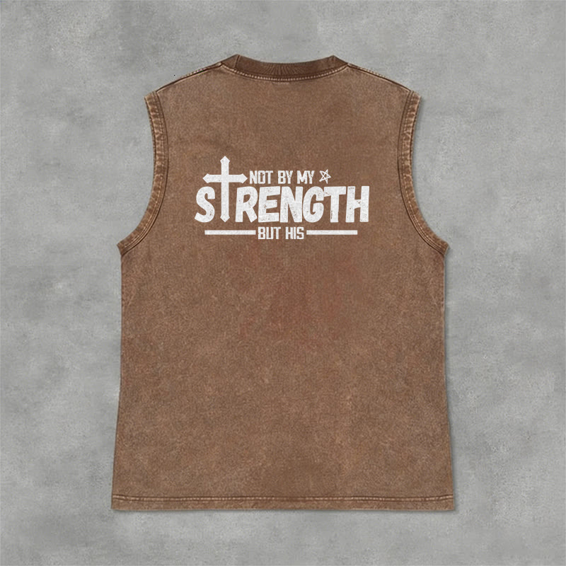 Christianartworkshop Not By My Strength But His Faith Statement Unisex Washed Tank Top - image 5