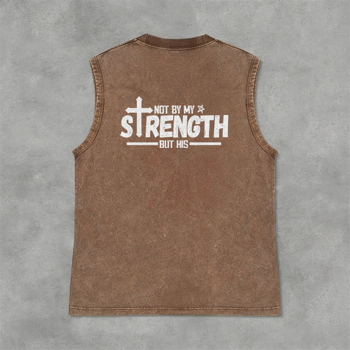 Christianartworkshop Not By My Strength But His Faith Statement Unisex Washed Tank Top - image 5