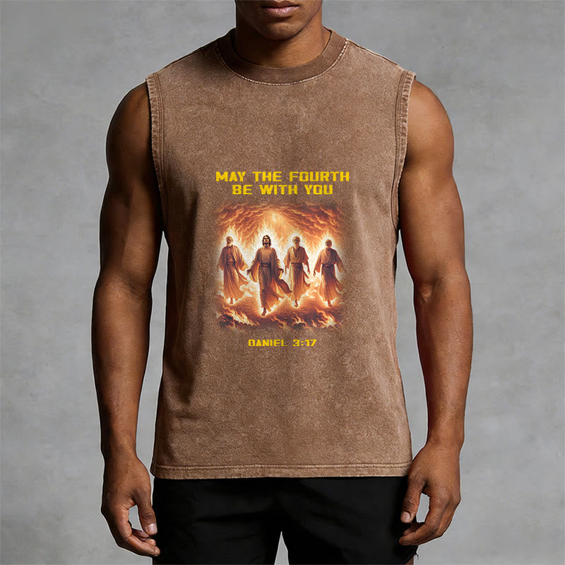 Christianartworkshop May the Fourth Be With You Daniel 3:17 Unisex Washed Tank Top - image 7