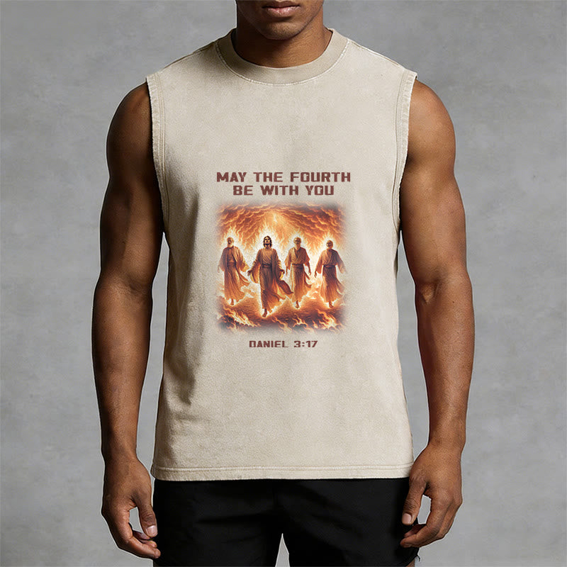 Christianartworkshop May the Fourth Be With You Daniel 3:17 Unisex Washed Tank Top - image 4