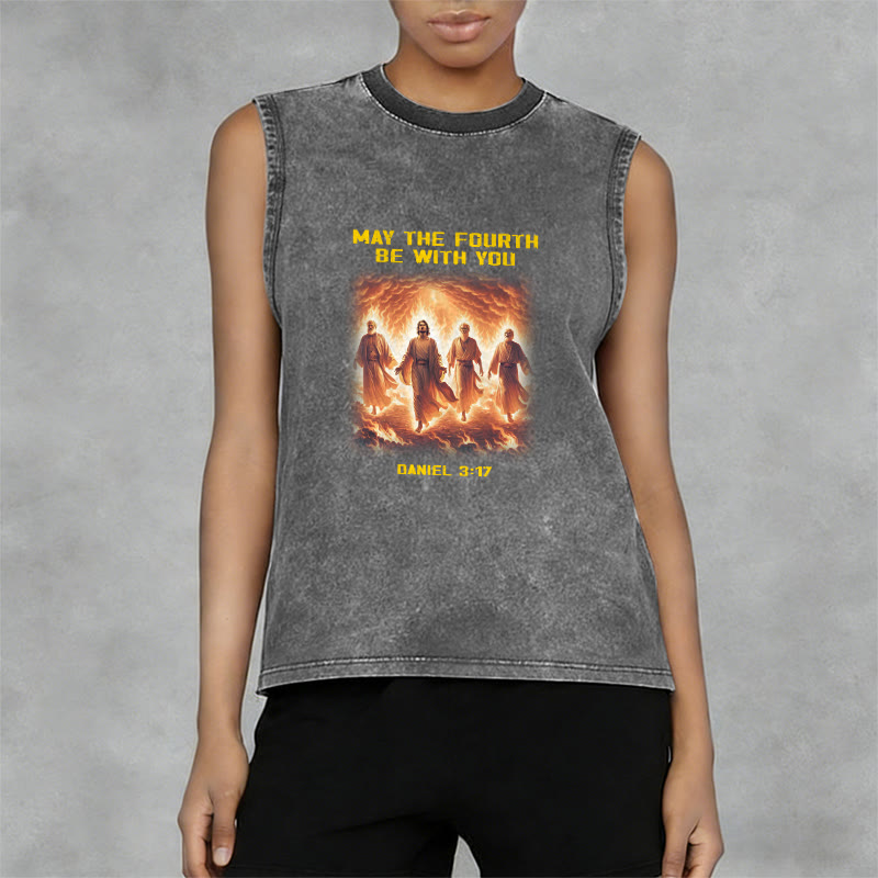 Christianartworkshop May the Fourth Be With You Daniel 3:17 Unisex Washed Tank Top - image 11