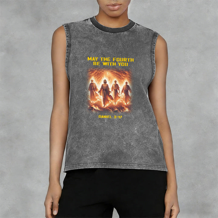 Christianartworkshop May the Fourth Be With You Daniel 3:17 Unisex Washed Tank Top - image 11