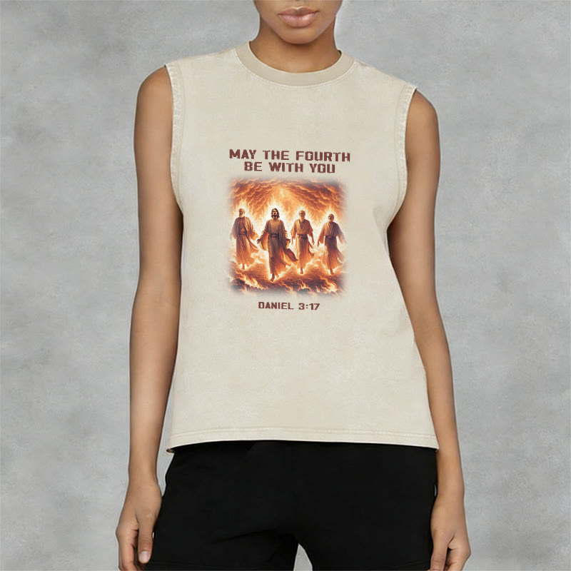 Christianartworkshop May the Fourth Be With You Daniel 3:17 Unisex Washed Tank Top - image 5