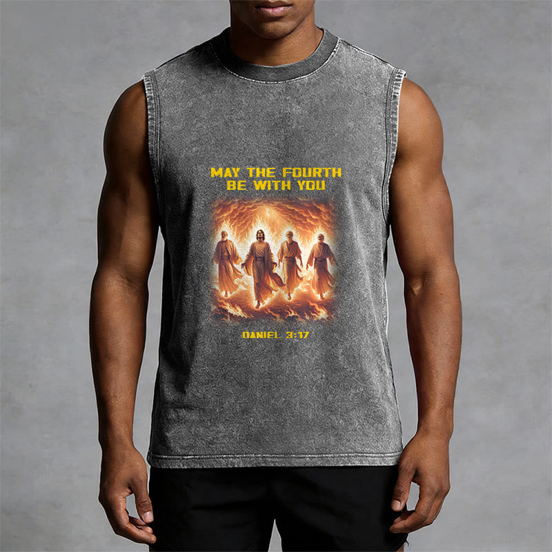 Christianartworkshop May the Fourth Be With You Daniel 3:17 Unisex Washed Tank Top - image 10