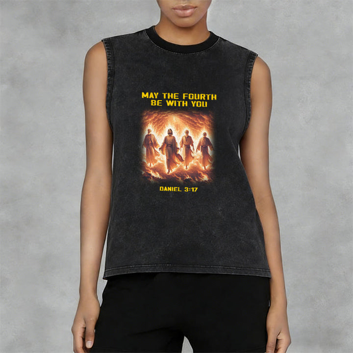 Christianartworkshop May the Fourth Be With You Daniel 3:17 Unisex Washed Tank Top - image 2