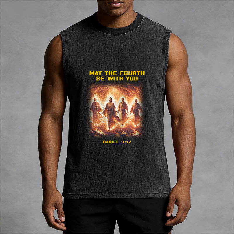 Christianartworkshop May the Fourth Be With You Daniel 3:17 Unisex Washed Tank Top - image 1