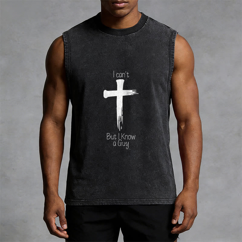 Christianartworkshop I Can't But I Know a Guy Faith Unisex Washed Tank Top - image 1