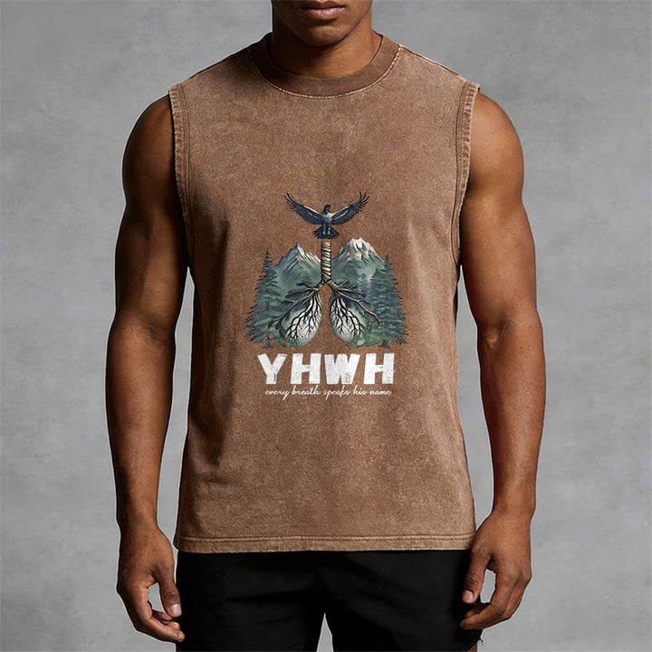Christianartworkshop YHWH Breath of Life Faith Statement Unisex Washed Tank Top - image 7