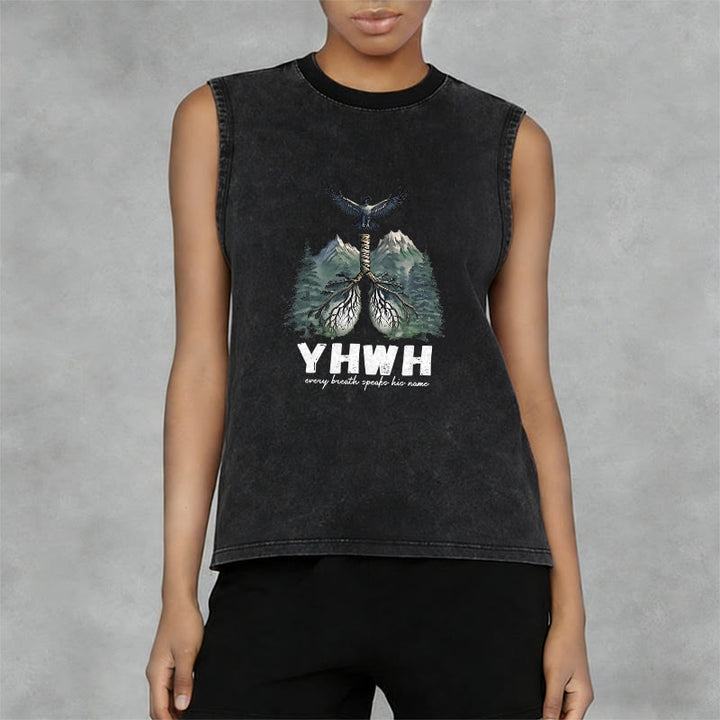 Christianartworkshop YHWH Breath of Life Faith Statement Unisex Washed Tank Top - image 5