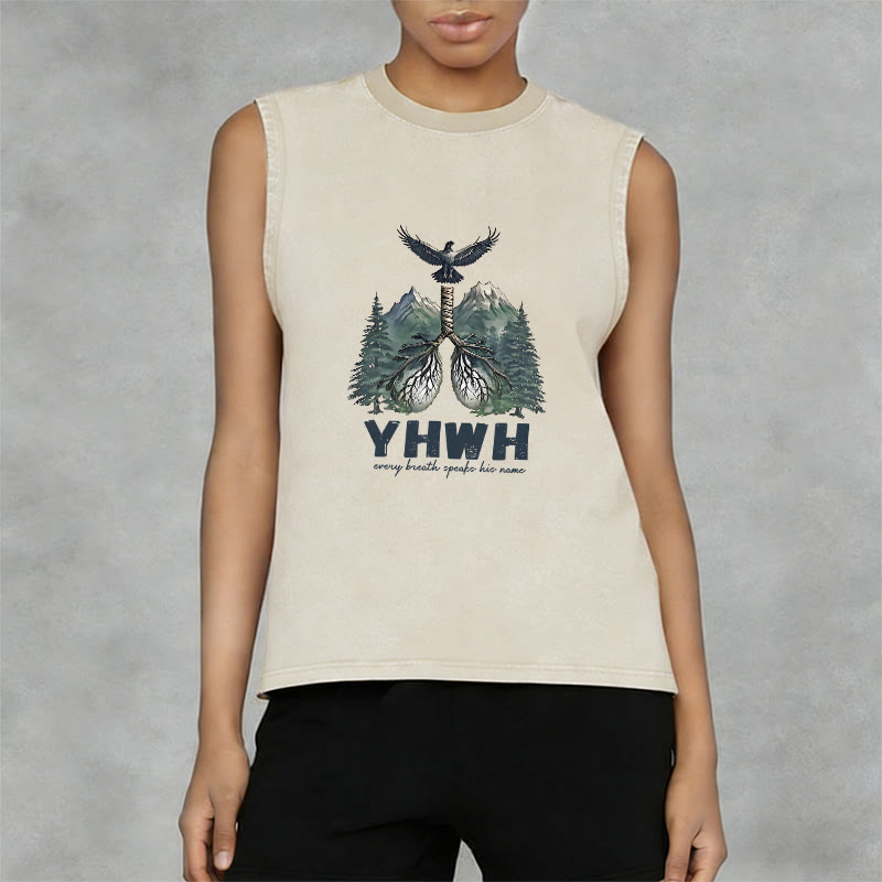 Christianartworkshop YHWH Breath of Life Faith Statement Unisex Washed Tank Top - image 1