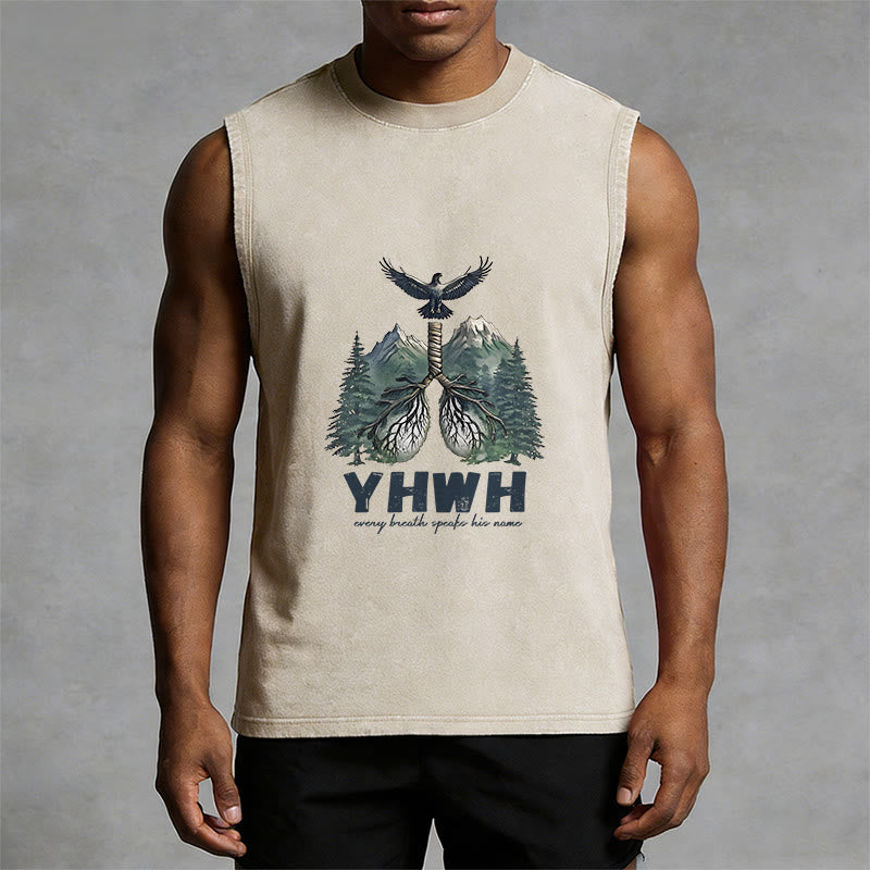 Christianartworkshop YHWH Breath of Life Faith Statement Unisex Washed Tank Top - image 2