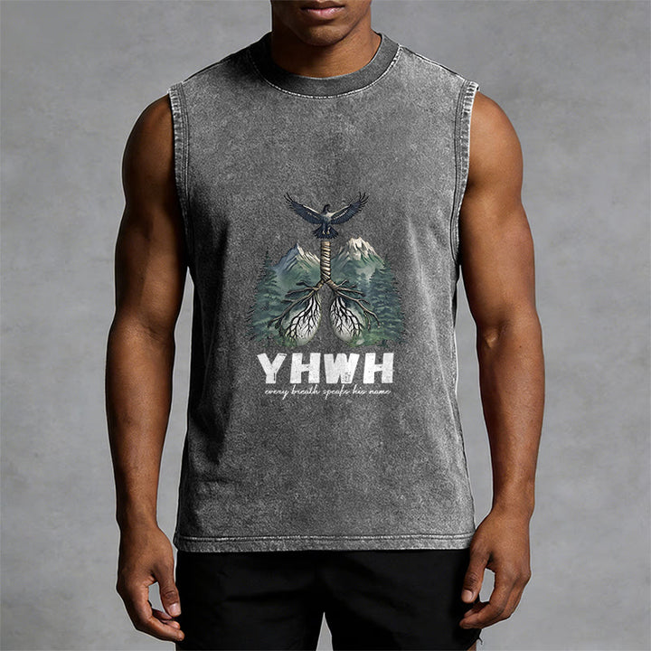 Christianartworkshop YHWH Breath of Life Faith Statement Unisex Washed Tank Top - image 13