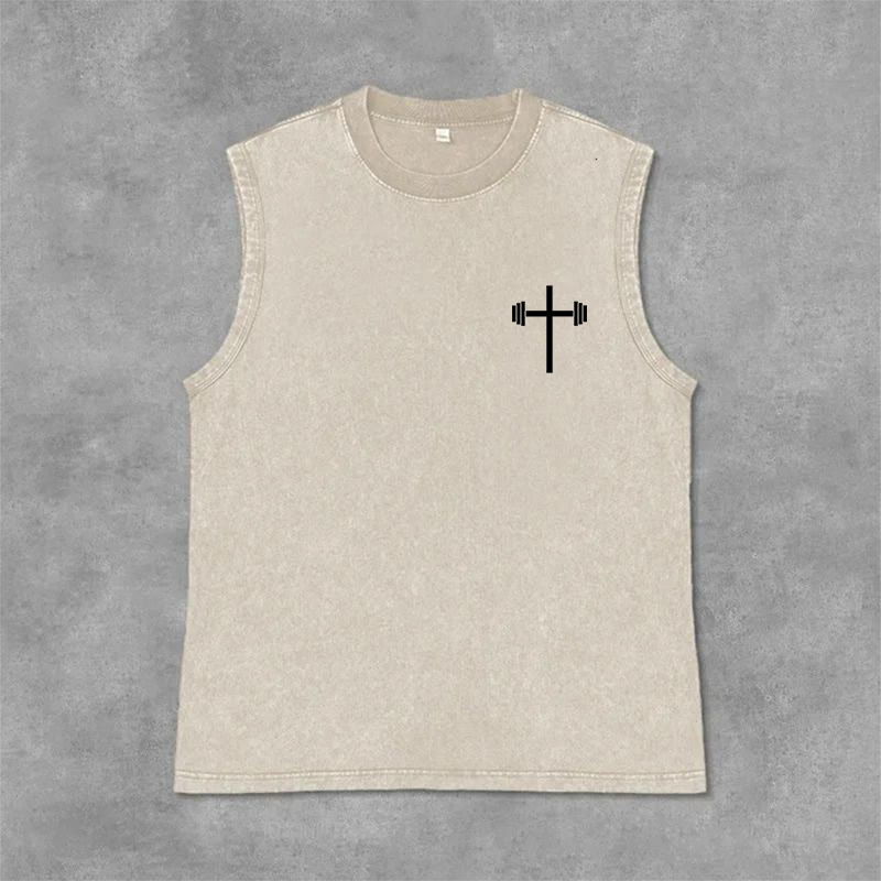 Christianartworkshop Philippians 4:13 Barbell Cross Unisex Washed Tank Top - image 20
