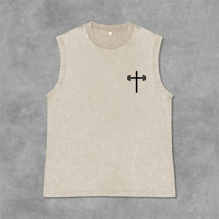 Christianartworkshop Philippians 4:13 Barbell Cross Unisex Washed Tank Top - image 20