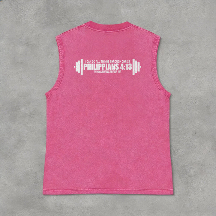 Christianartworkshop Philippians 4:13 Barbell Cross Unisex Washed Tank Top - image 33