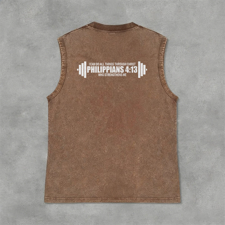 Christianartworkshop Philippians 4:13 Barbell Cross Unisex Washed Tank Top - image 26