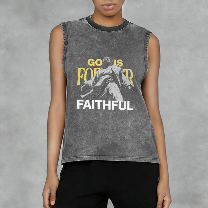 Christianartworkshop God is Forever Faithful Unisex Washed Tank Top - image 5