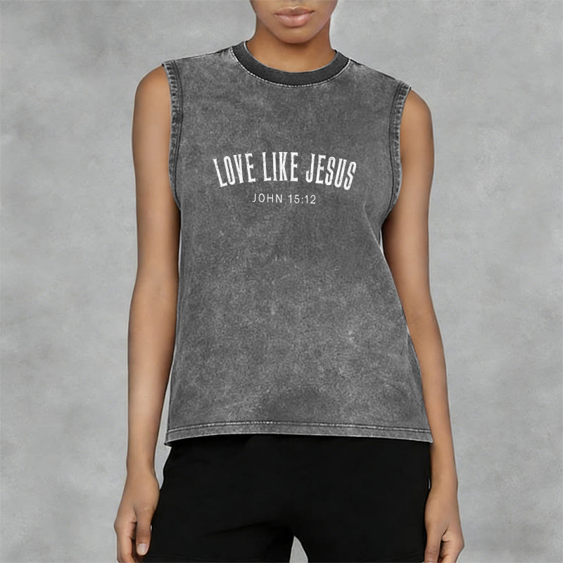 Christianartworkshop Love Like Jesus John 15:12 Unisex Washed Tank Top - image 2