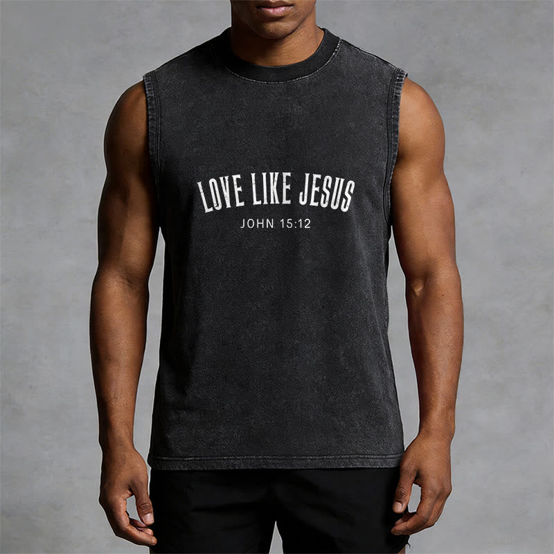 Christianartworkshop Love Like Jesus John 15:12 Unisex Washed Tank Top - image 7