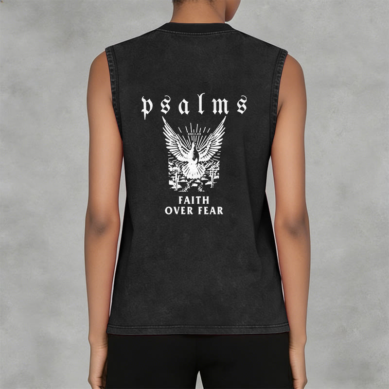 Christianartworkshop Psalms Faith Over Fear Faith Statement Unisex Washed Tank Top - image 8