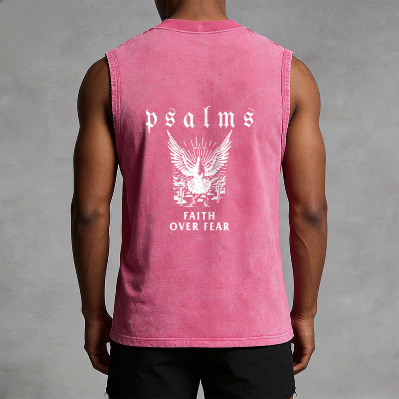 Christianartworkshop Psalms Faith Over Fear Faith Statement Unisex Washed Tank Top - image 13