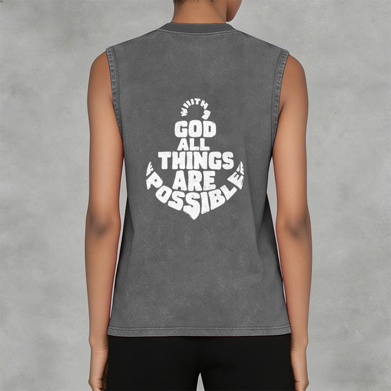 Christianartworkshop With God All Things Are Possible Anchor Unisex Washed Tank Top - image 24
