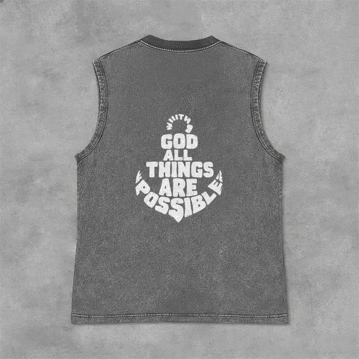 Christianartworkshop With God All Things Are Possible Anchor Unisex Washed Tank Top - image 26