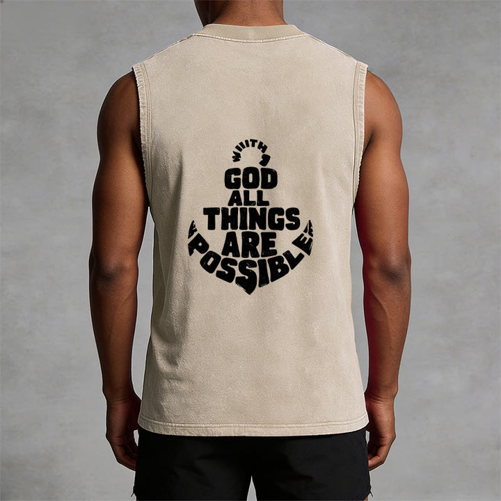 Christianartworkshop With God All Things Are Possible Anchor Unisex Washed Tank Top - image 29