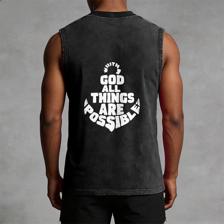 Christianartworkshop With God All Things Are Possible Anchor Unisex Washed Tank Top - image 8