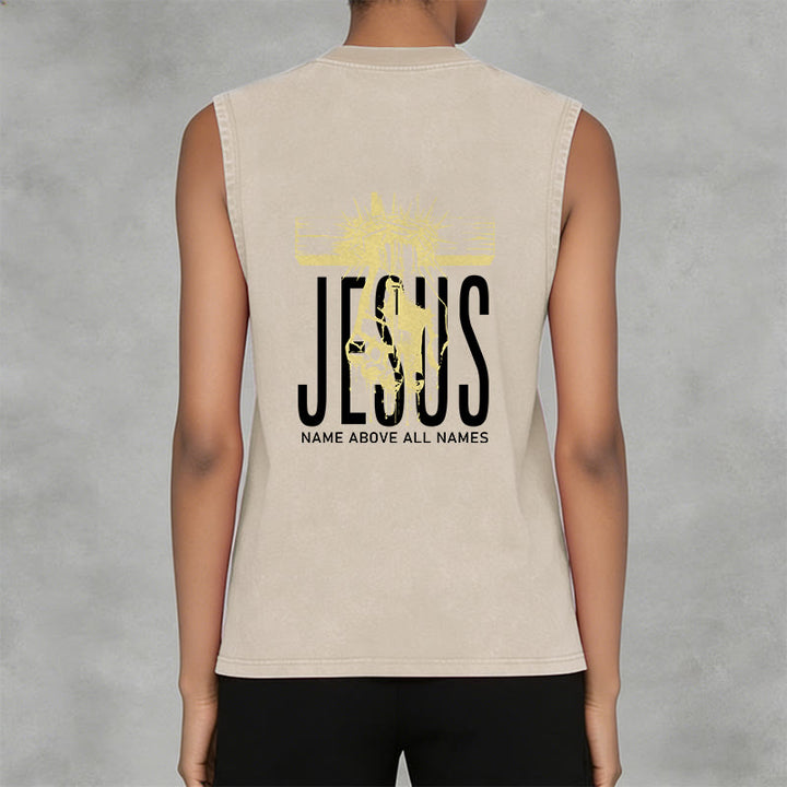 Christianartworkshop Jesus Name Above All Names Unisex Washed Tank Top - image 10