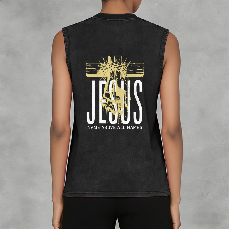 Christianartworkshop Jesus Name Above All Names Unisex Washed Tank Top - image 3